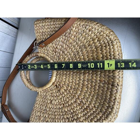 Sea & Grass Woven Straw Top Handle Bag Beach Boho With Strap - Picture 6 of 7